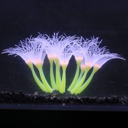 Artificial Flowers Soft Silica Gel Moves Naturally with Water Flow, Aquarium Decorations Glow in The Dark, Glowing Coral Ornaments for Fish Tank Decorations (Yellow, Sunflower) - color: Yellow
