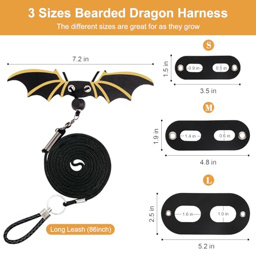 Bearded Dragon Leash and Carrier Sling, Super Soft Lizard Carrying Pouch, Adjustable Leather Wings Beardie Harness, Reptile Small Pet Snuggle Sling Bag Accessories for Outdoor Travel Walking Rest