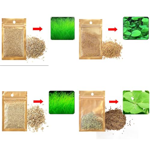 4 Pack Aquarium Plant S.e.e.d Set, not Artificial plasticl Plant. Real Grass Tank Decor Replacement for Resin or Plastic Grass N0：9527-11
