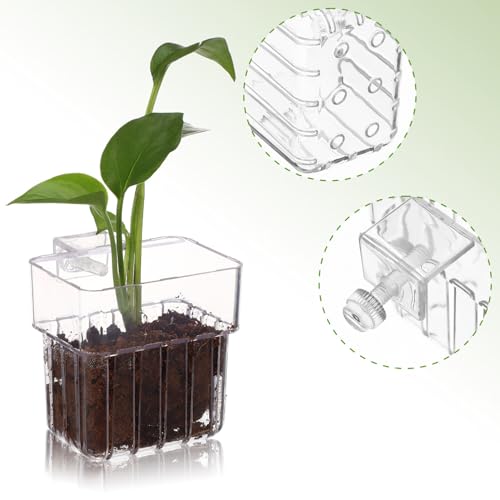 Milisten Hydroponic Planting Cups for Aquariums 4-Pack Clear Plastic Fish Tank Plant Holders with Hanging Holes Rimless Design for Home Water Garden and Aquatic Plant Growth
