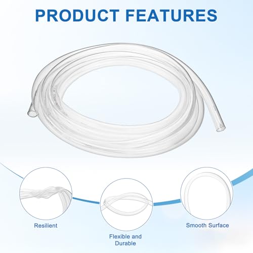 M METERXITY Vinyl Tubing 10mm ID x 12mm OD 10ft Flexible Plastic Tube with 2 Hose Ties, Lightweight Hybrid PVC Hose for Water Gardening/Airline/Aquarium Tubing [Clear]