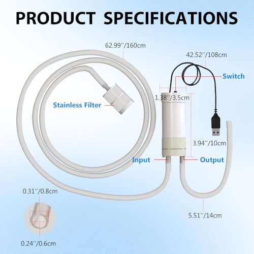 Portable Food Grade USB Electric Auto-Siphon self priming Pump for bottling Home Brew Wine,Beer,Beverages and Kombucha,DC 5v Mini water Transfer Pump Kit,2LPM No Mess Leak,6.5FT hose,Low Noise - color: White Top-Switch