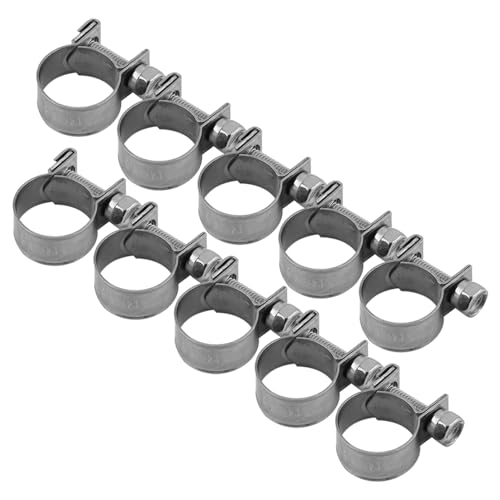 10pcs Stainless Steel Hose Clamps – Adjustable 6-20mm Fuel Line Pipe Clips for Air, Water, Silicone & Fuel Hoses (14-16Mm) - size: 14-16Mm