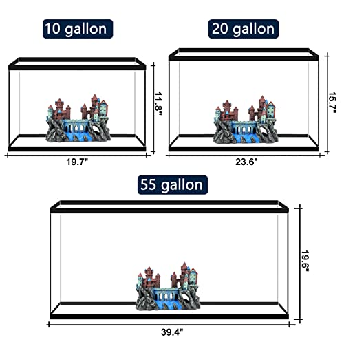 Aquarium Castle Decoration for Fish Tank Castle Cave Hideouts House Plants Supplies Accessories Safe for Freshwater and Saltwater Fish Tanks – Medium (Brown) - color: Age-of-Magic Wizard’s Castle [ Brown ]