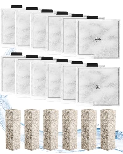 Medium Fish Tank Filter Cartridges Compatible with Aqueon QuietFlow LED PRO Power Filter Size 10, for QuietFlow E Internal Power Filter Size 20, Filter Pads for Aquarium, 12+6 Pack