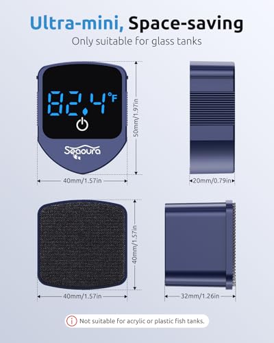 Aquarium Magnetic Cleaner with Thermometer, Fish Aquariums Mini Magnet Brush Only for Glass Tank,Tiny Magnets Clean Floating Cleaning ToolAlgae Scrapers(Blue) - color: Blue