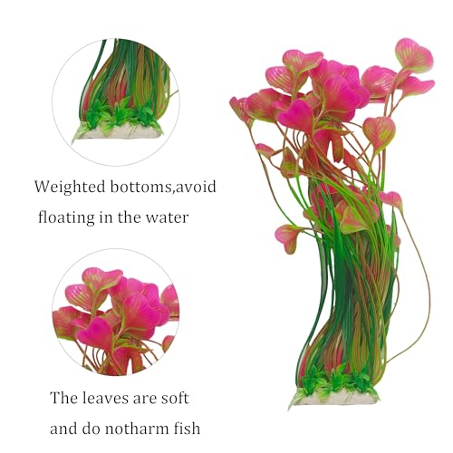2Pcs Plastic Fish Tank Plants, Extra Large Artificial Aquarium Plants, Tall Seaweed Decorations, Realistic Aquatic Decor for Freshwater and Saltwater Aquarium(Pink)