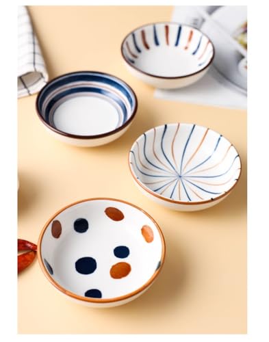 4 Pack 3 oz Cute Japanese Soy Sauce Dish Small Dipping Sauce Bowls Ceramic Sushi Dipping Bowls for Sushi,Side Dish,Ketchup,Dips,Condiment,Snack,BBQ Party - color: Cyan