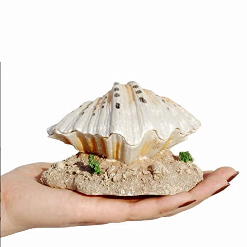 Shell Pearl Bubbler Decor Fish Aquarium Foldable Shell Fishes Shrimp Hiding House Cave Resin Fish Shrimp Breeding Hiding Cave Shelter Aquarium Landscaping Decoration