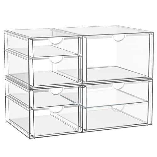 YFXCVSL Clear Stackable Storage Drawers, Acrylic Makeup Organizer with 7 Drawers, Bathroom Organizers and Storage, Plastic Bins for For Vanity, Undersink, Kitchen Cabinets, Pantry - size: 7 Drawers
