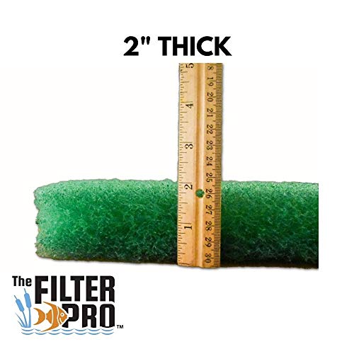 Green Coarse Filter Media, 2" Thick, 16" x 56" Roll, Perfect for Aquariums, Ponds or Water Gardens, Made in USA