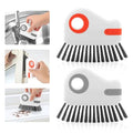 2Pcs 2 in 1 Groove Cleaning Brush, Window Track Cleaning Tools with Hidden Scraper, Multifunctional Hard Bristle Grip Brush for Sliding Door Track, Window Sill
