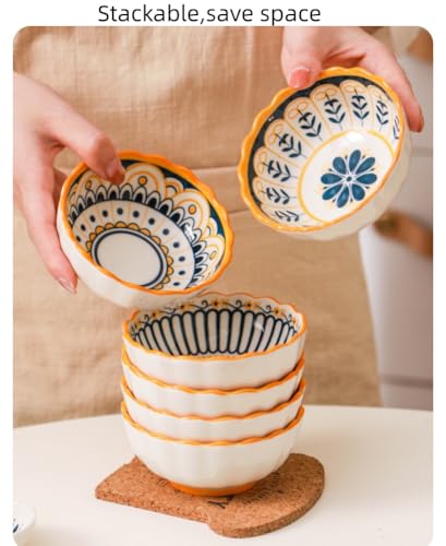 6 Pack 6 oz Cute Moroccan Soy Sauce Dish Small Dipping Sauce Bowls Ceramic Sushi Dipping Bowls for Sushi,Side Dish,Ketchup,Dips,Condiment,Snack,BBQ Party - color: Yellow
