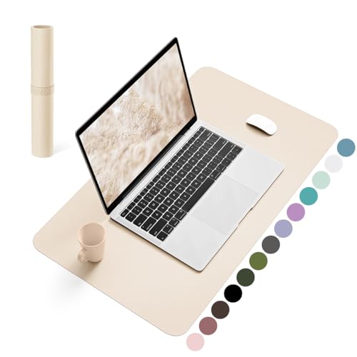 YSAGi Non-Slip Leather Desk Pad, Desk Matt for Desktop, Waterproof Laptop Computer Keyboard Mat, Table Protector Blotter Mat, Large Mouse Pad for Office/Work/Home/Decor(Beige, 23.6" x 13.7") - color: Beige, size: 23.6" x 13.7"