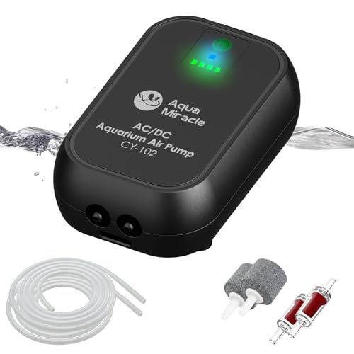 AquaMiracle USB Aquarium Air Pump Rechargeable Aerator for Bait Bucket, Portable Battery Powered Air Pump for Aquarium, Fish Tank Air Pump for Outdoor Fishing, Power Outage & Emergency - color: Black(For Tanks up to 120Gal)