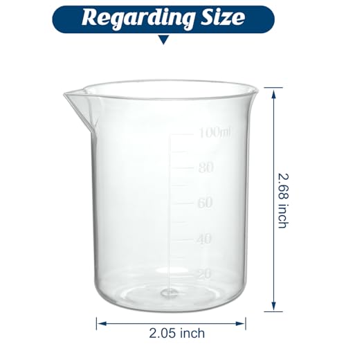 6PCS 100ml Plastic Lab Beakers, Transparent Measuring Cups with Graduated Scale & Pour Spout for Science Experiments, Kitchen, Liquid Measuring - style: 100 ML