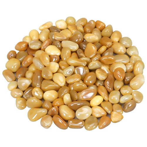 River Rocks for Landscaping,Virekm Decorative Ornamental Pebbles Garden Landscaping Stones Gravel Filler for Home Decoration Flower Bed Fish Tank Plants Vases Succulents (1, Yellow, 5 Pounds) - color: yellow, size: 5 Pounds