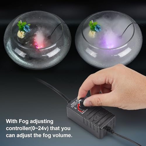 FITNATE 350ml/H Mist Maker Fogger,12 LED Color Ultrasonic Fogger, with Adjustable Fog Controller,Perfect for Water Feature, Halloween and Other Holiday Decorations - color: Sliver