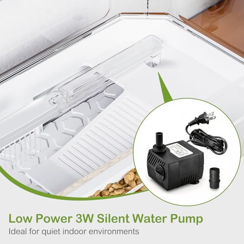 Turtle Tank Kit with Lid,Aquatic Tortoise Habitat Cage Starter Aquarium with Multi-Function Area,UV Basking Platform Light,Water Filter,Rain Shower Arm,Plant,Stone,Enclosure Red Eared Slider