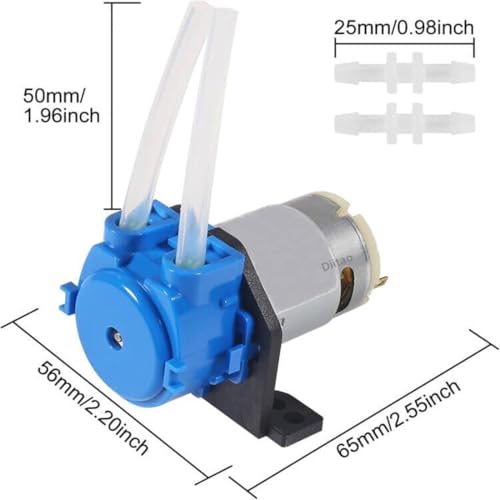 12V DC Dosing Pump Peristaltic Dosing Head Low Flow Peristaltic Pump with Connector and 5M 3mmx5mm Tube(L-Shaped Board) - size: L-shaped Board