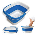 Mantello Collapsible Foot Bath Foot Soaking Tub | Portable Foot Spa Pedicure Bowl | Large Basin to Soak & Wash Feet | Folding Bucket with Carry Handle | White & Grey, Blue, Green [Blue] - color: Collapsible Tub Blue