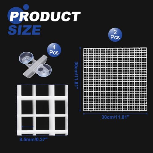 uxcell 2Pcs Aquarium Fish Tank Divider, 12x12 Inch Plastic Egg Crate Light Diffuser Grid Filter Bottom Partition Separator with Sucker Clips and Suction Cups for Aquarium, White - color: White, size: 12x12 Inch
