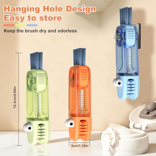 3 in 1 Cup Lid Cleaning Brush Set 6 Pcs, Gap Cleaner Brushs - Home Kitchen Multifunctional Bottle Cleaning Brush Set, Portable Travel Bottle Lid Cleaner Tools - color: Blue Green Orange(6 Pcs)