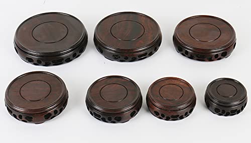 GOLDY&WENDY Oriental Furniture Display Stand Round Wooden Chicken Wing Wood Base Household Antique Crafts Collectibles Pedestal - size: 4.1x4.1x1.0 in