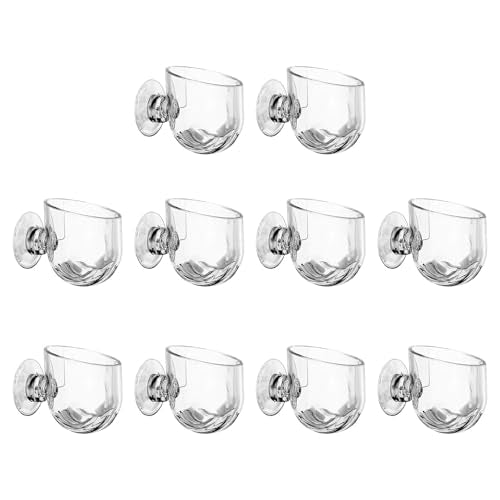 10 Pcs Aquarium Plant Holder, Clear Fish Tank Plant Holder for Aquascape Decoration, Red Worm Feeder, Aquarium Planter Pot with Suction Cup, Betta Fish Tank Accessories Aquariums Decor - size: S