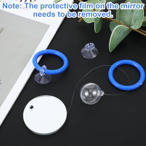 2 PCs Fish Feeding Ring with 1 Floating Mirror, Betta Ring Enrichment Toys, Exercise Training Rings and Betta Mirror for Tank Beta Fish Toys Beta Floating Aquarium Decor