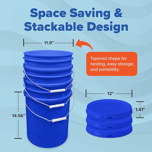ePackageSupply 5 Gallon Plastic Bucket with Airtight Lid | Food Grade Bucket | BPA-Free | Heavy Duty 90 Mil All Purpose Pail | One 12" Rubber Mallet & One Lid Opener Included | 3 Pack - color: Blue, size: 3 Packs