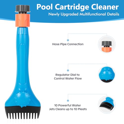 Pool Filter Cleaner Tool - High Pressure Water Sprayer for Pool & Hot Tub Cleanings - Durable Pool Filter Cleaning Tool with Ergonomic Handle - Compatible with Most Cartridge Filters