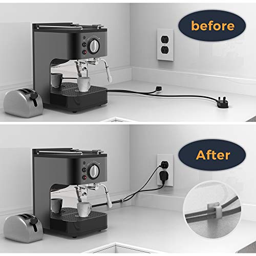Cable Clips with Strong Self-Adhesive, XIAOXI R Shape Cable Management TV PC Wire Holder Sticky Tidy and Organizer Cord and Wires - 40 Pcs (Clear) - color: Transparent