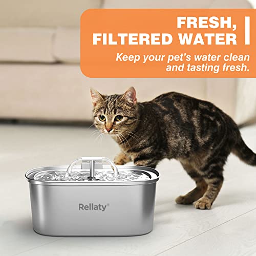 Rellaty Official Cat Water Fountain Filters Replacement & Pre-Filter Sponges for 3.2L/108oz Automatic Pet Fountain Dog Water Fountain (12 Carbon Filter and 12 sponges)