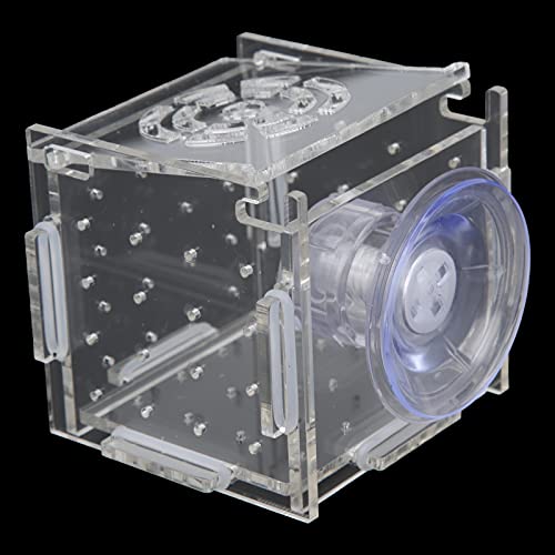 Acrylic Fish Isolation Box Aquarium Hatchery with Feeding Hole for Baby Fish Shrimp Breeding (Single Grid mini 6 * 6*)