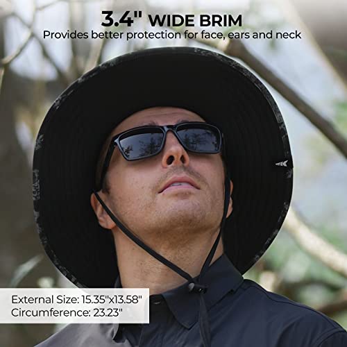 KastKing Sol Armis UPF 50 Boonie Hat - Sun Protection Hat, Fishing Hat, Beach & Hiking Hat, Paddling - color: Boulder Camo Obsidian, size: Laser-vented Design