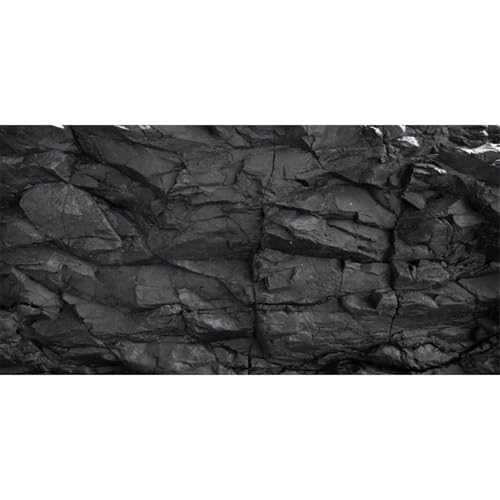 AWERT 36x18 inches Stone Aquarium Background Black Rock Fish Tank Background Rocky Terrarium Background Vinyl - size: 36x18in/90x45cm