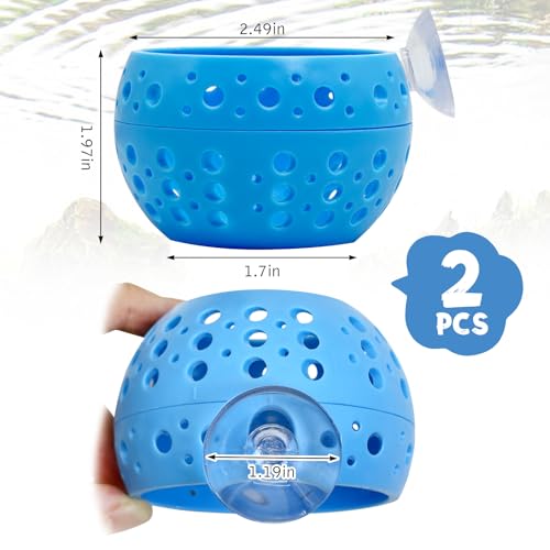 Fhiny Betta Hideout, 2 PCS Aquarium Fish Tunnel with Suction Cup Tank Tunnel Shrimp Cave Aquarium Ornament Fish Tank Accessories for Shrimp Betta Guppy Hiding Resting (Blue)