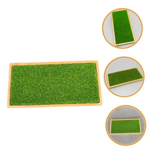 Garneck Resin Ornament Display Stand Tray and Artificial Grass Mat for Handicrafts Figures Dolls and Jewelry Organization Home Decor