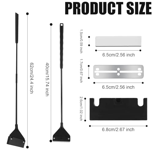 PEUTIER Algae Scraper for Glass Aquariums, 24.4 inch Extendable Handle Aquarium Scraper Scrubber Fish Tank Cleaner 2 in 1 Razor Scraper with 10 Blades Aquarium Cleaning Tools Fish Tank Accessories