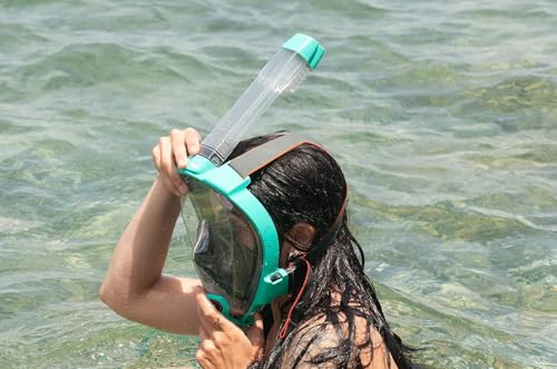 OCEAN REEF - Aria QR + Quick Release Snorkeling Mask - Full Face Snorkeling Mask - 180 Degree Underwater Vision - 8 Colours and 4 Sizes - color: Teal, size: Large / Extra Large