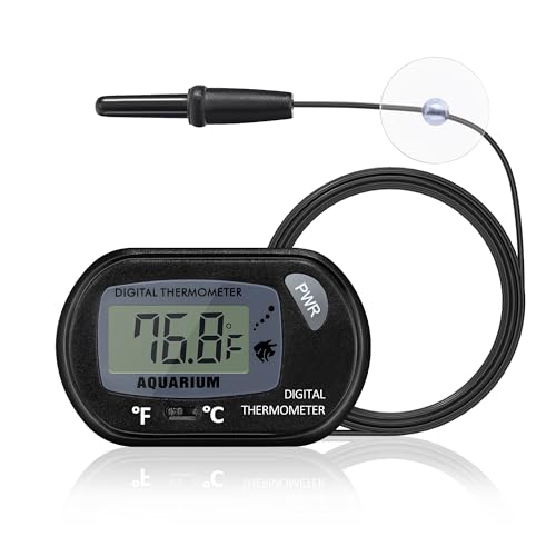 Aquarium Thermometer with Large LCD Display Fahrenheit/Celsius(℉/℃) Fish Tank Thermometer for Aquarium Reptile Terrarium Digital Water Thermometer with Suction Cup
