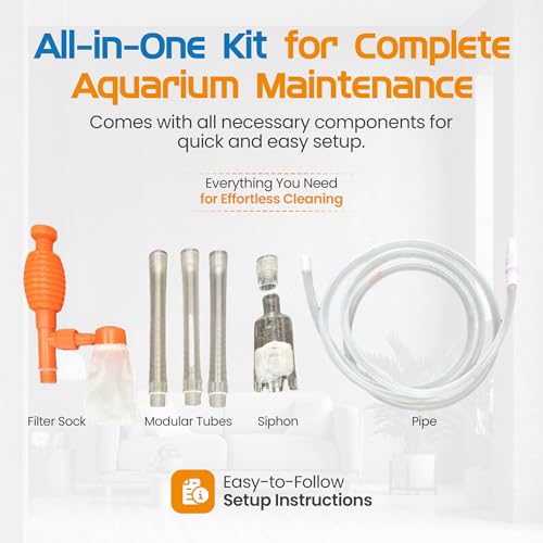 FL!PPER Flipper AquaVac Gravel/Sand Cleaner & Siphon Kit - Dual-Purpose Aquarium Vacuum with Safety Valves for Freshwater & Saltwater Fish Tanks