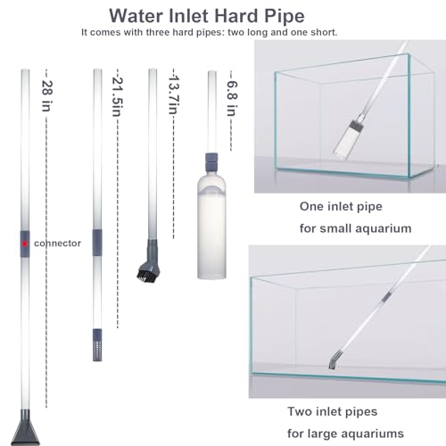 Aquarium Siphon Vacuum Cleaner Kit with Dual Vacuum Tubes, Brush Head, Turkey Baster and Fish Net, Gravel & Sand Cleaner, Aquarium Gravel Vacuum for Water Change and Debris Removal