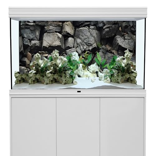 AWERT 72x16 inches Stone Aquarium Background Grey Rock Fish Tank Background Rocky Terrarium Background - size: 72x16in/180x40cm