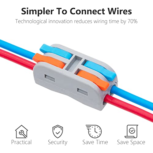 84Pcs Lever Wire Connectors, 2 in 2 Out Quick Compact Assortment Pack Electrical Connector for AWG24-12