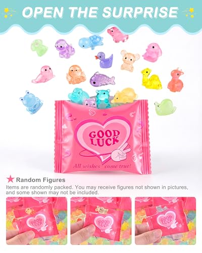 FEXIA 150Pcs Mini Resin Animals Mystery Blind Bag Glow in The Dark Animal Figures Cute Micro Miniatures for Fairy Garden, Terrarium, Micro Landscape Aquarium Decor, DIY Crafts, Party Favors Gifts - color: Mystery Bag-150pcs