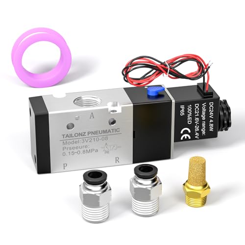 TAILONZ PNEUMATIC 1/4"NPT Solenoid Valve 3V210-08 24V Single Coil Pilot-Operated Electric 2 Position 3 Way Connection Type(Outlet wire) - size: 1/4"NPT/DC24V/Out of line, style: 2 Position 3 Way