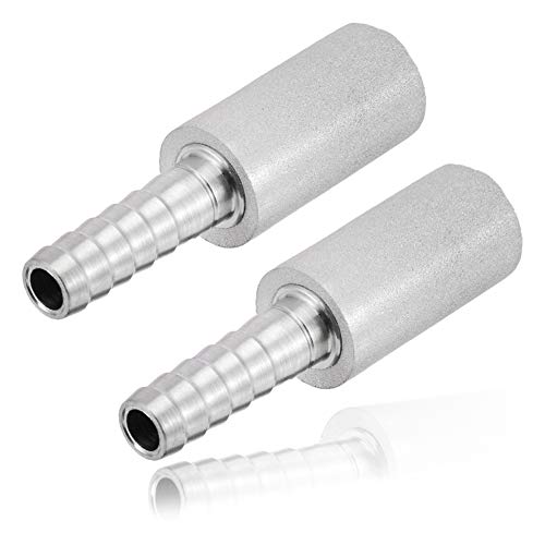Stainless Steel Aeration Stone, 0.5 Micron Diffusion Stone with 1/4" Hose Barb, Stainless Steel Aeration Oxygenation Stone Carbonating Stone for Home Brewing Beer (Pack of 2) - size: Without thread