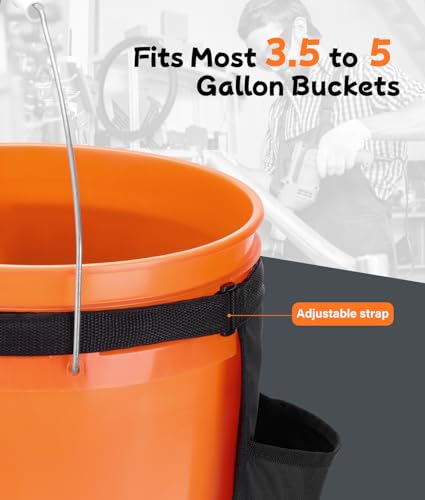 Bucket Tool Organizer, 5 Gallon Garden Bucket Tool Bag, Waterproof Bucket Storage Caddy with Mesh Pocket, Versatile for Car Wash Suppliers, Gardening Tools, Fishing Gear, Fit 3.5 to 5 Gallon Buckets